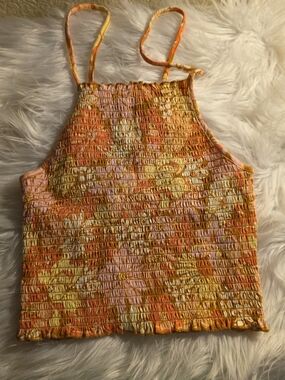 Billabong Smocked Camisole in Orange, Yellow, and Pink